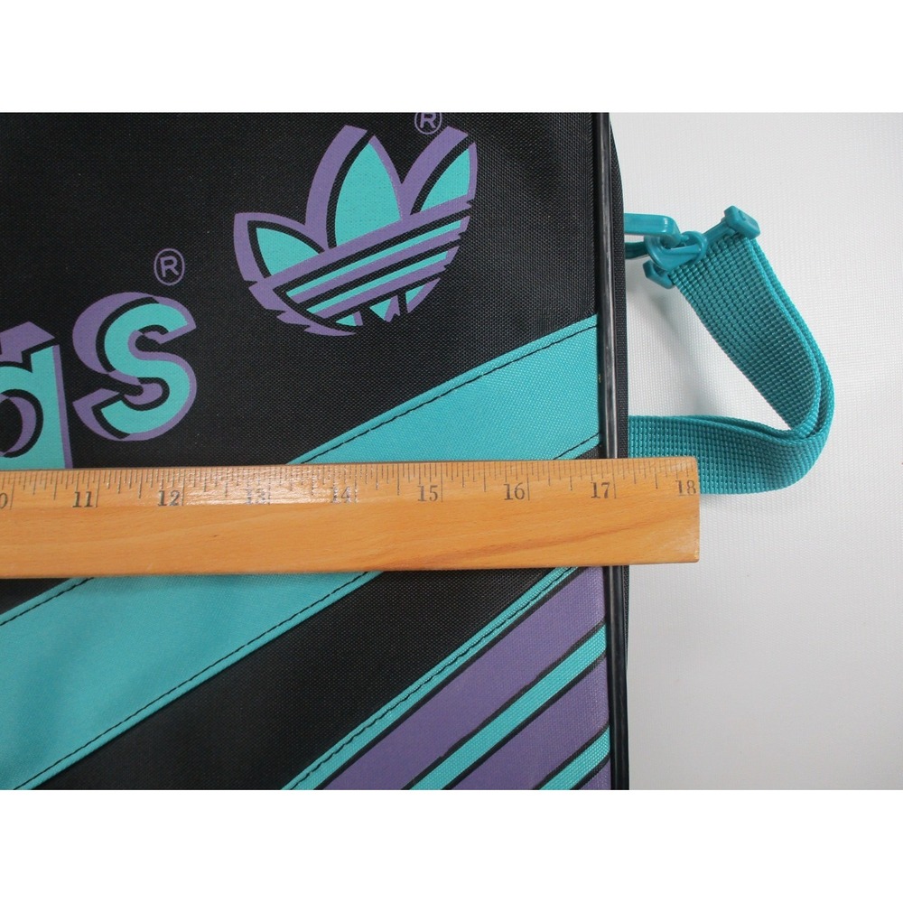 Adidas Originals Trefoil Vintage Retro Big Airliner Bag Case Black and Teal - Picture 11 of 13